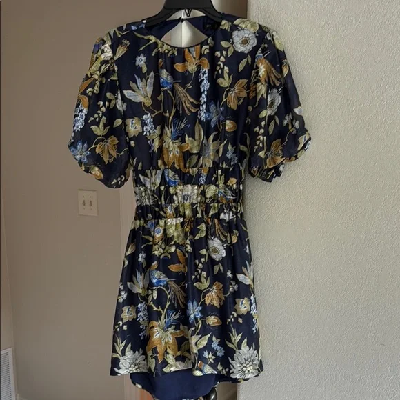 SIR the Label Floral Mini Dress - Navy and Gold - Picture 1 of 7